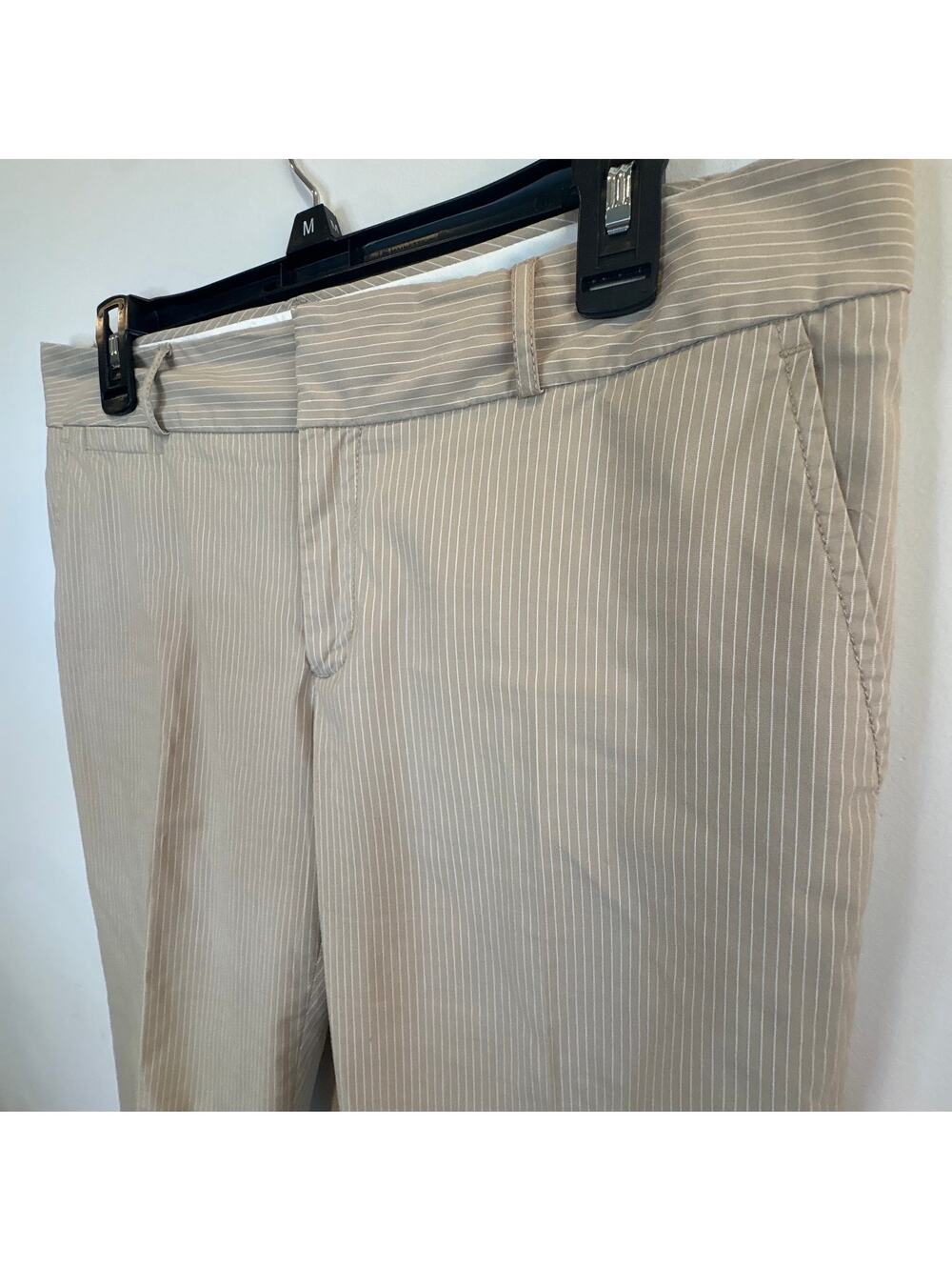 Banana Republic Tan Pinstripe Cropped Pants Stretch 10